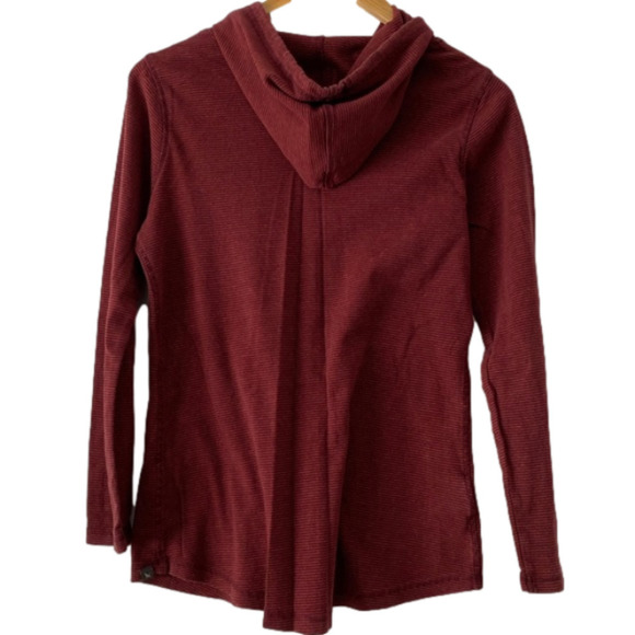 Eddie Bauer ladies long sleeve hooded cotton shirt size medium burgundy & orange - Picture 2 of 6